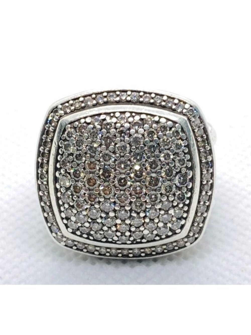 Davis Yurman Albion Pave Diamond Ring Size 7 Sterling Silver 17MM